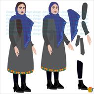 وکتور دو دختر با حجاب با دو پوشش متفاوت ایرانی